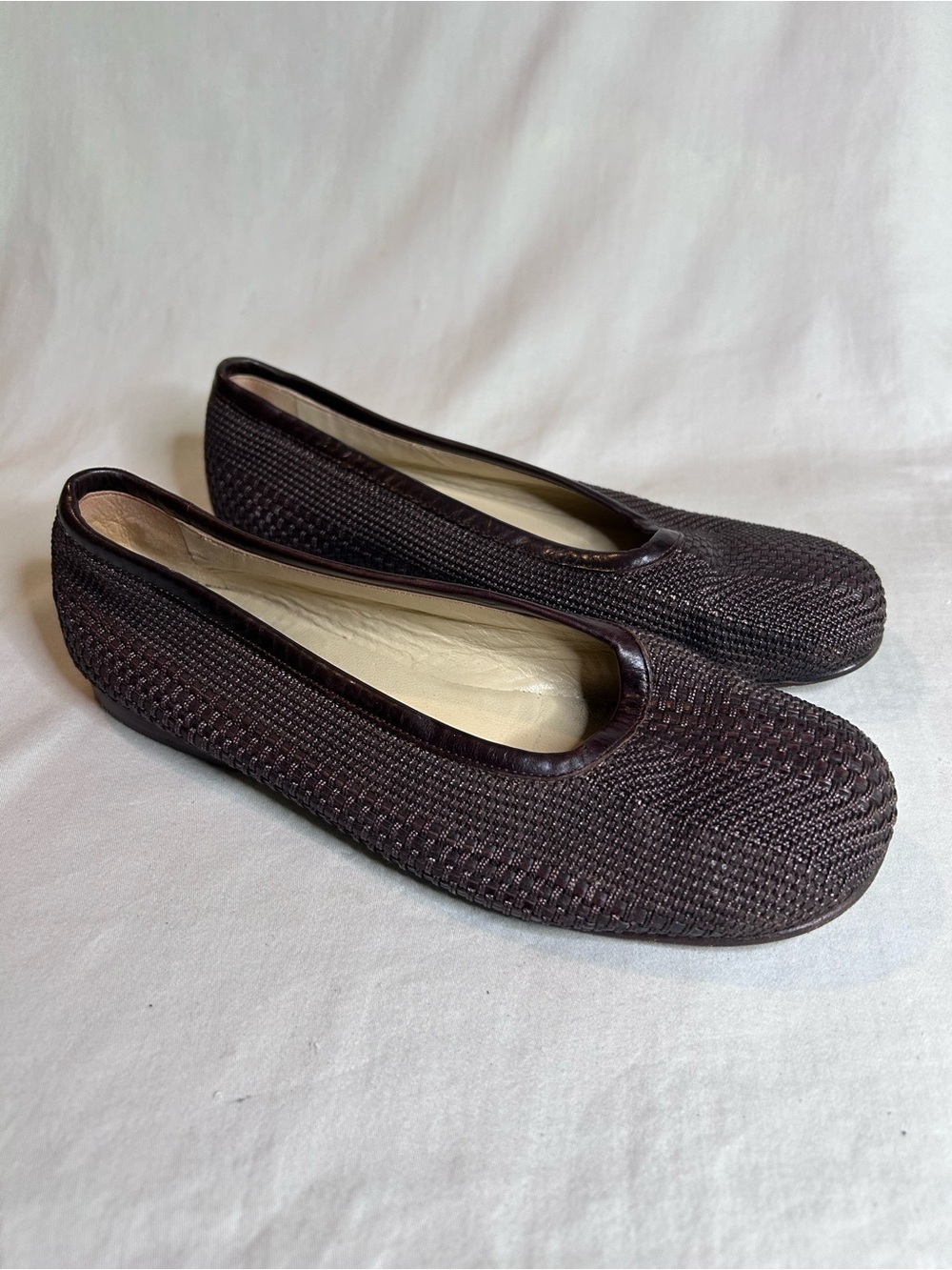 Joan Helpern Dark Brown Woven Ballet Flats